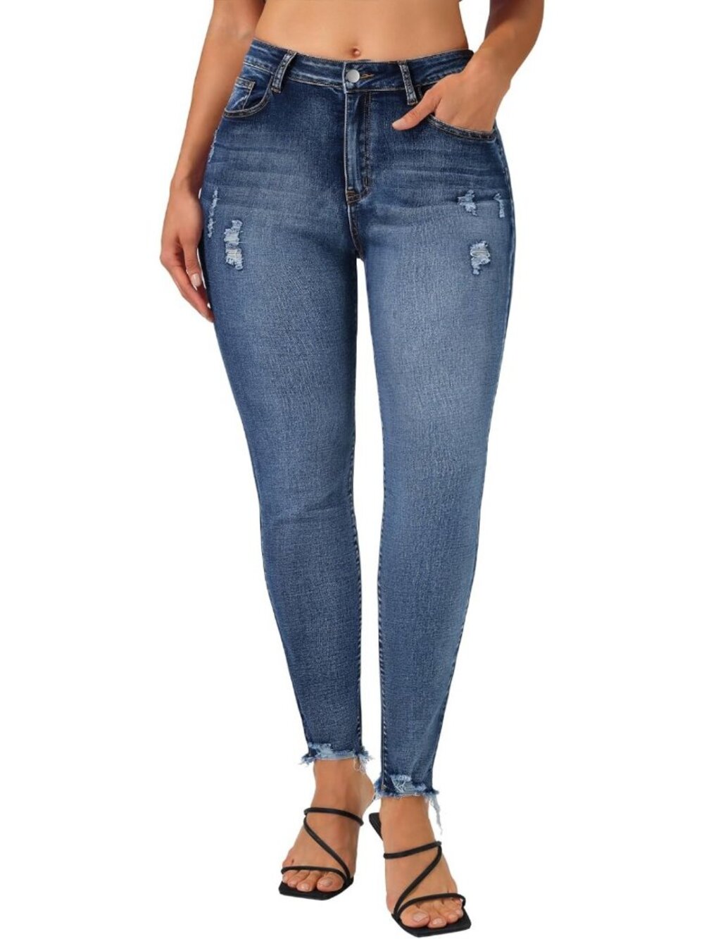 Stylish Women's Distressed Skinny Jeans - Stretchy, Comfortable Fit, Trendy